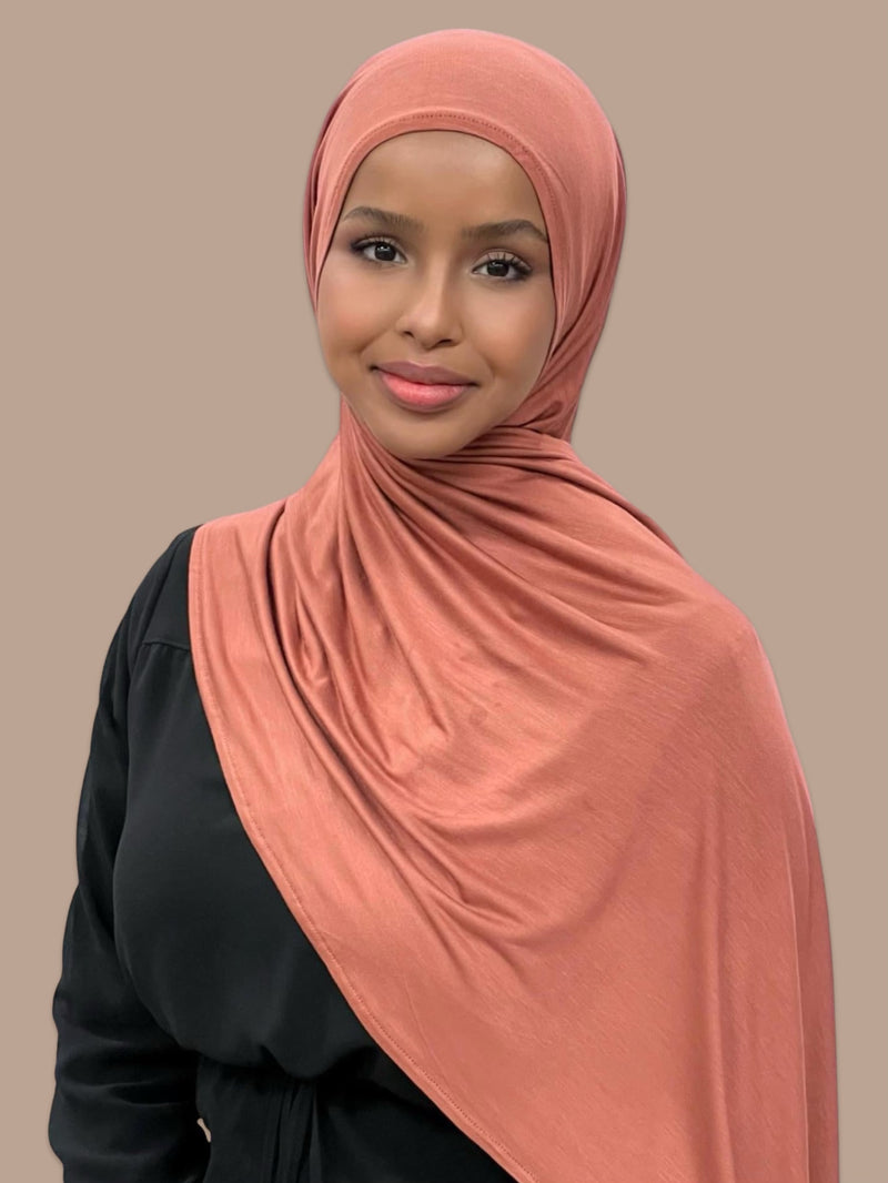 Instant Premium Jersey Hijab-Brick Red